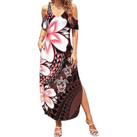 Polynesia Romantic Valentine Family Matching Summer Maxi Dress and Hawaiian Shirt Sea Turtle Couple With Red Gradient Plumeria