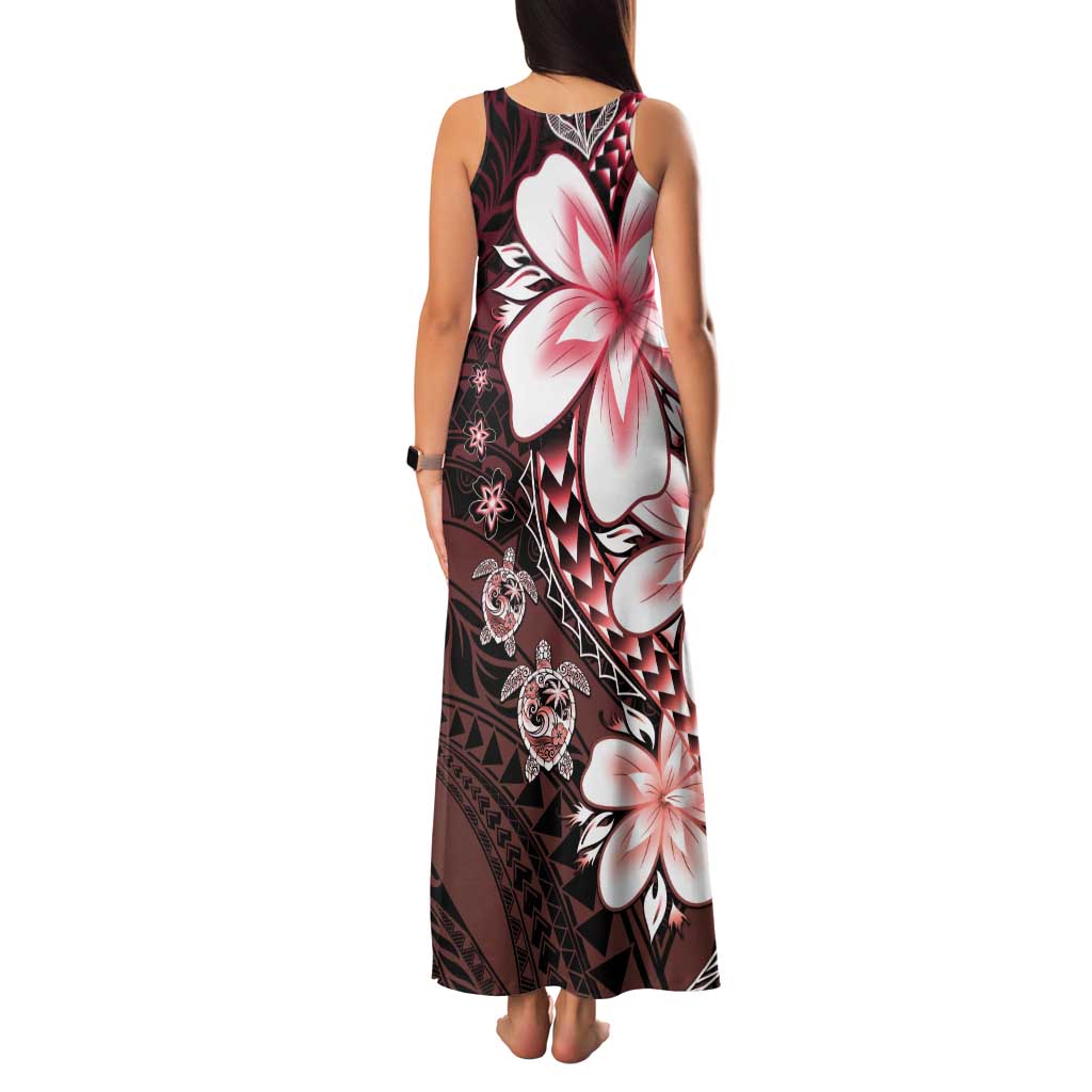 Polynesia Romantic Valentine Family Matching Tank Maxi Dress and Hawaiian Shirt Sea Turtle Couple With Red Gradient Plumeria