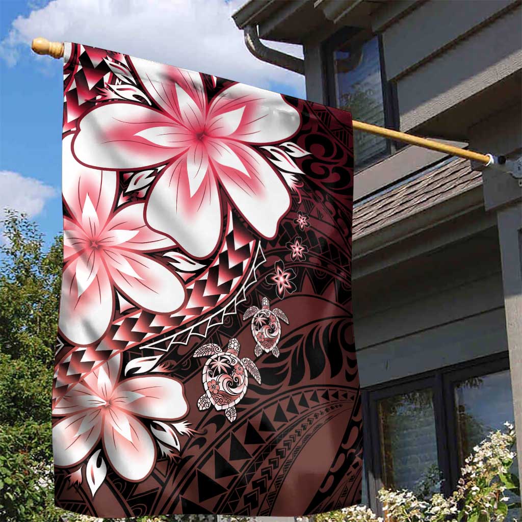 Polynesia Romantic Valentine Garden Flag Sea Turtle Couple With Red Gradient Plumeria LT05 - Polynesian Pride