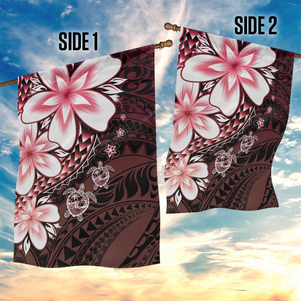 Polynesia Romantic Valentine Garden Flag Sea Turtle Couple With Red Gradient Plumeria LT05 - Polynesian Pride