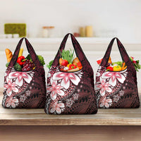 Polynesia Romantic Valentine Grocery Bag Sea Turtle Couple With Red Gradient Plumeria LT05 3-pack One Size Red - Polynesian Pride