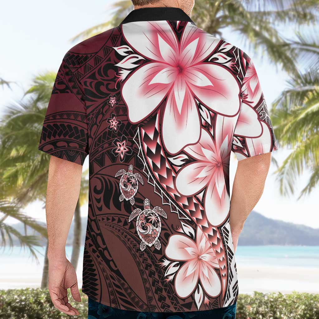 Polynesia Romantic Valentine Hawaiian Shirt Sea Turtle Couple With Red Gradient Plumeria LT05 - Polynesian Pride
