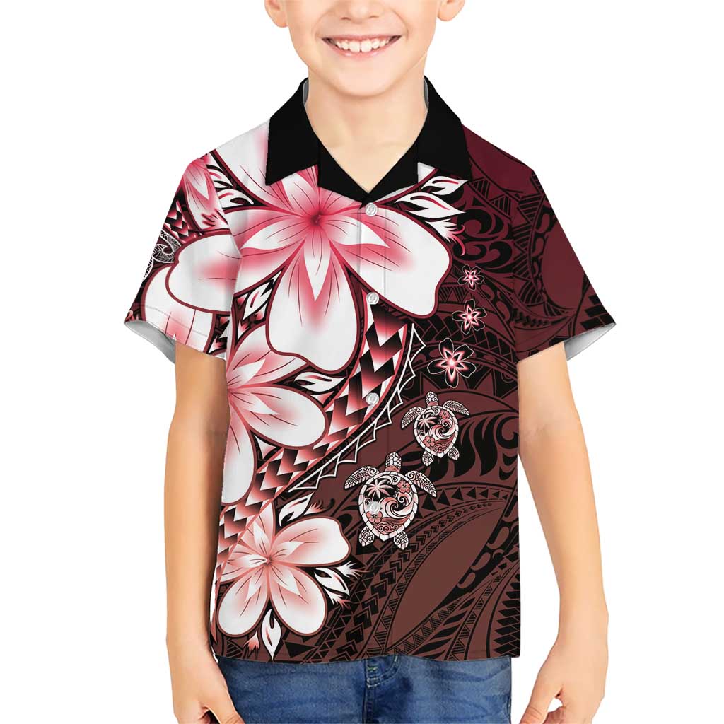 Polynesia Romantic Valentine Hawaiian Shirt Sea Turtle Couple With Red Gradient Plumeria LT05 - Polynesian Pride