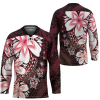 Polynesia Romantic Valentine Hockey Jersey Sea Turtle Couple With Red Gradient Plumeria LT05 - Polynesian Pride