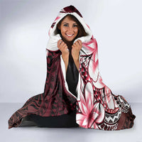 Polynesia Romantic Valentine Hooded Blanket Sea Turtle Couple With Red Gradient Plumeria LT05 - Polynesian Pride