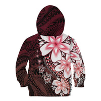 Polynesia Romantic Valentine Kid Hoodie Sea Turtle Couple With Red Gradient Plumeria LT05 - Polynesian Pride