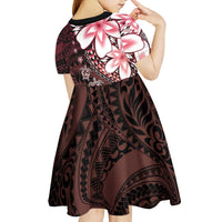 Polynesia Romantic Valentine Kid Short Sleeve Dress Sea Turtle Couple With Red Gradient Plumeria