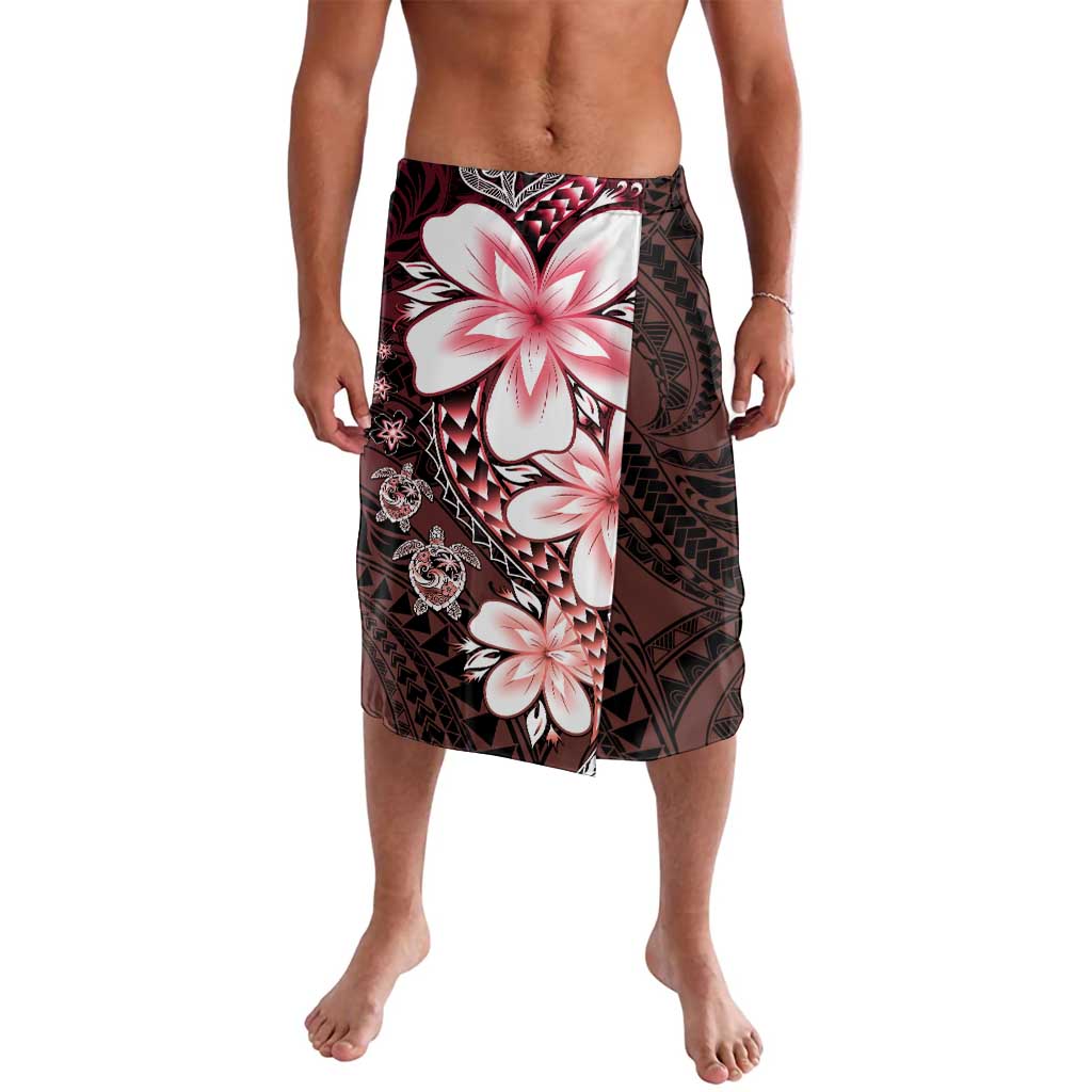 Polynesia Romantic Valentine Lavalava Sea Turtle Couple With Red Gradient Plumeria LT05 Red - Polynesian Pride