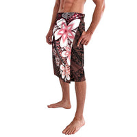 Polynesia Romantic Valentine Lavalava Sea Turtle Couple With Red Gradient Plumeria