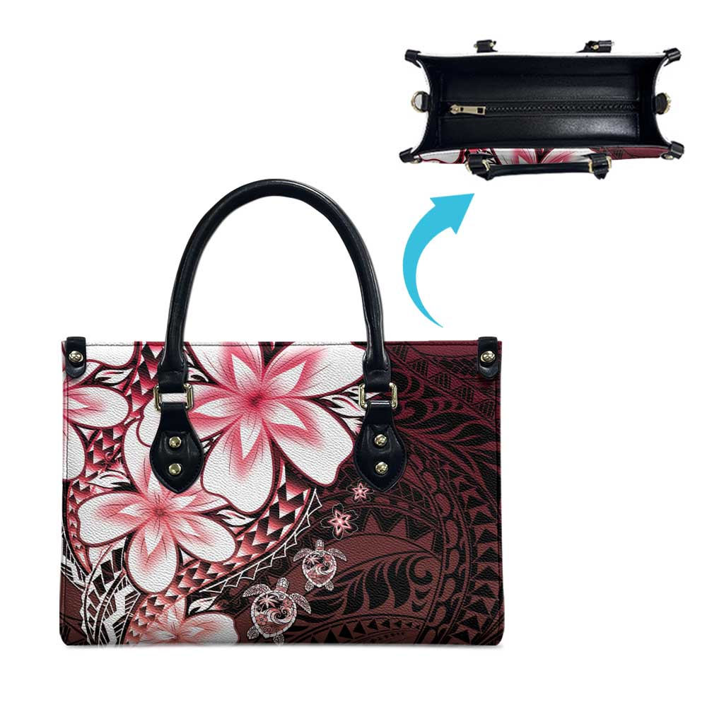Polynesia Romantic Valentine Leather Bag Sea Turtle Couple With Red Gradient Plumeria LT05 - Polynesian Pride