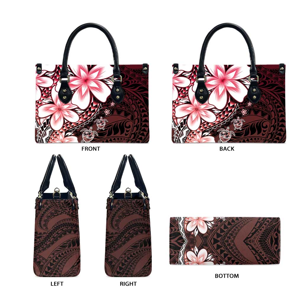 Polynesia Romantic Valentine Leather Bag Sea Turtle Couple With Red Gradient Plumeria LT05 - Polynesian Pride