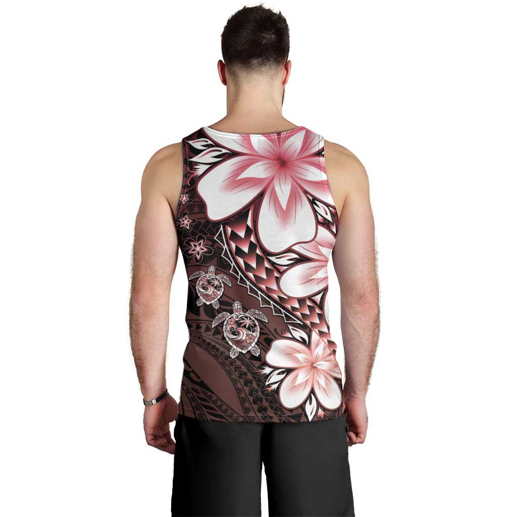 Polynesia Romantic Valentine Men Tank Top Sea Turtle Couple With Red Gradient Plumeria LT05 - Polynesian Pride