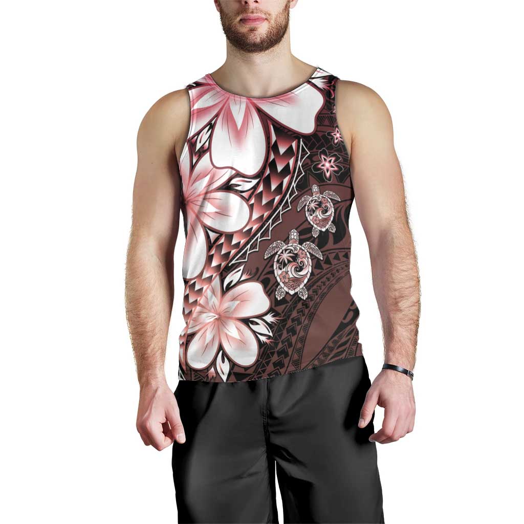 Polynesia Romantic Valentine Men Tank Top Sea Turtle Couple With Red Gradient Plumeria LT05 - Polynesian Pride