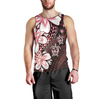 Polynesia Romantic Valentine Men Tank Top Sea Turtle Couple With Red Gradient Plumeria LT05 - Polynesian Pride