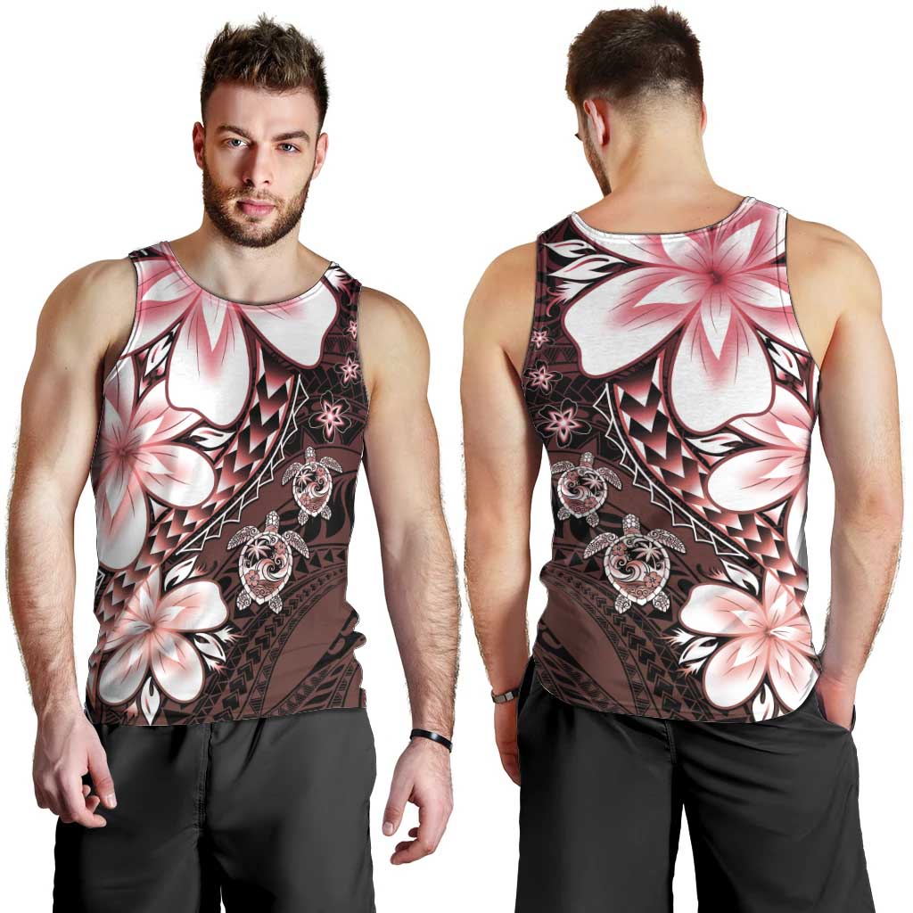 Polynesia Romantic Valentine Men Tank Top Sea Turtle Couple With Red Gradient Plumeria LT05 - Polynesian Pride