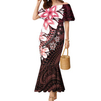 Polynesia Romantic Valentine Mermaid Dress Sea Turtle Couple With Red Gradient Plumeria LT05 Women Red - Polynesian Pride