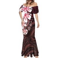Polynesia Romantic Valentine Mermaid Dress Sea Turtle Couple With Red Gradient Plumeria LT05 - Polynesian Pride