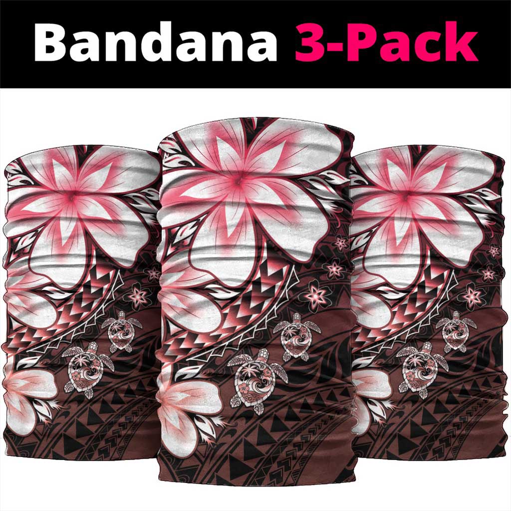 Polynesia Romantic Valentine Neck Gaiter Sea Turtle Couple With Red Gradient Plumeria LT05 package One Size: 25*50cm Red - Polynesian Pride