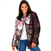 Polynesia Romantic Valentine Padded Jacket Sea Turtle Couple With Red Gradient Plumeria LT05 Women Red - Polynesian Pride