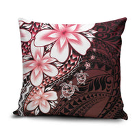 Polynesia Romantic Valentine Pillow Cover Sea Turtle Couple With Red Gradient Plumeria LT05 Red - Polynesian Pride