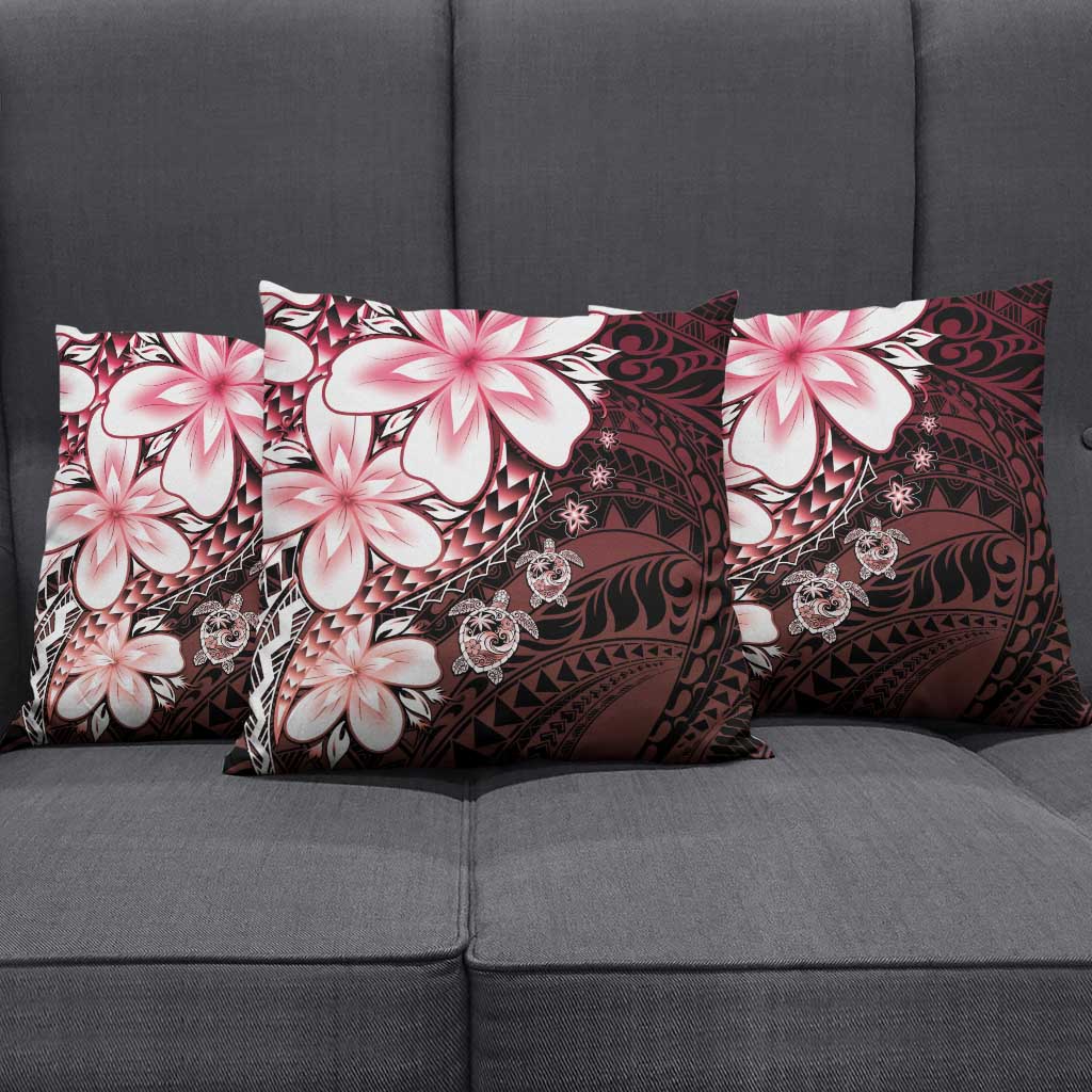 Polynesia Romantic Valentine Pillow Cover Sea Turtle Couple With Red Gradient Plumeria LT05 - Polynesian Pride