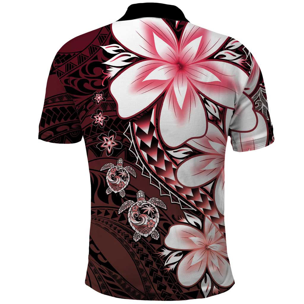 Polynesia Romantic Valentine Polo Shirt Sea Turtle Couple With Red Gradient Plumeria LT05 - Polynesian Pride