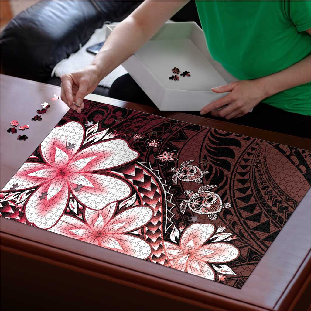 Polynesia Romantic Valentine Puzzle Sea Turtle Couple With Red Gradient Plumeria LT05 - Polynesian Pride