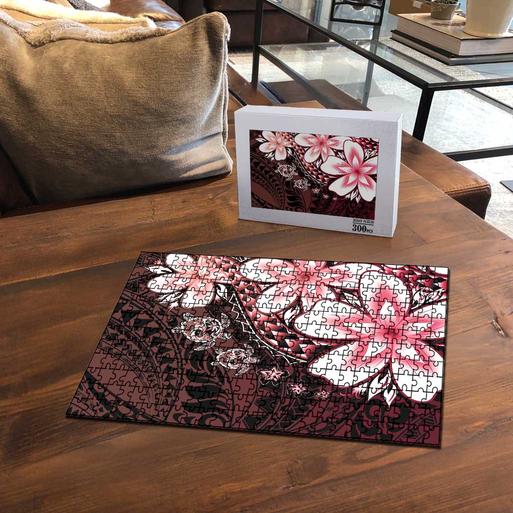 Polynesia Romantic Valentine Puzzle Sea Turtle Couple With Red Gradient Plumeria LT05 - Polynesian Pride
