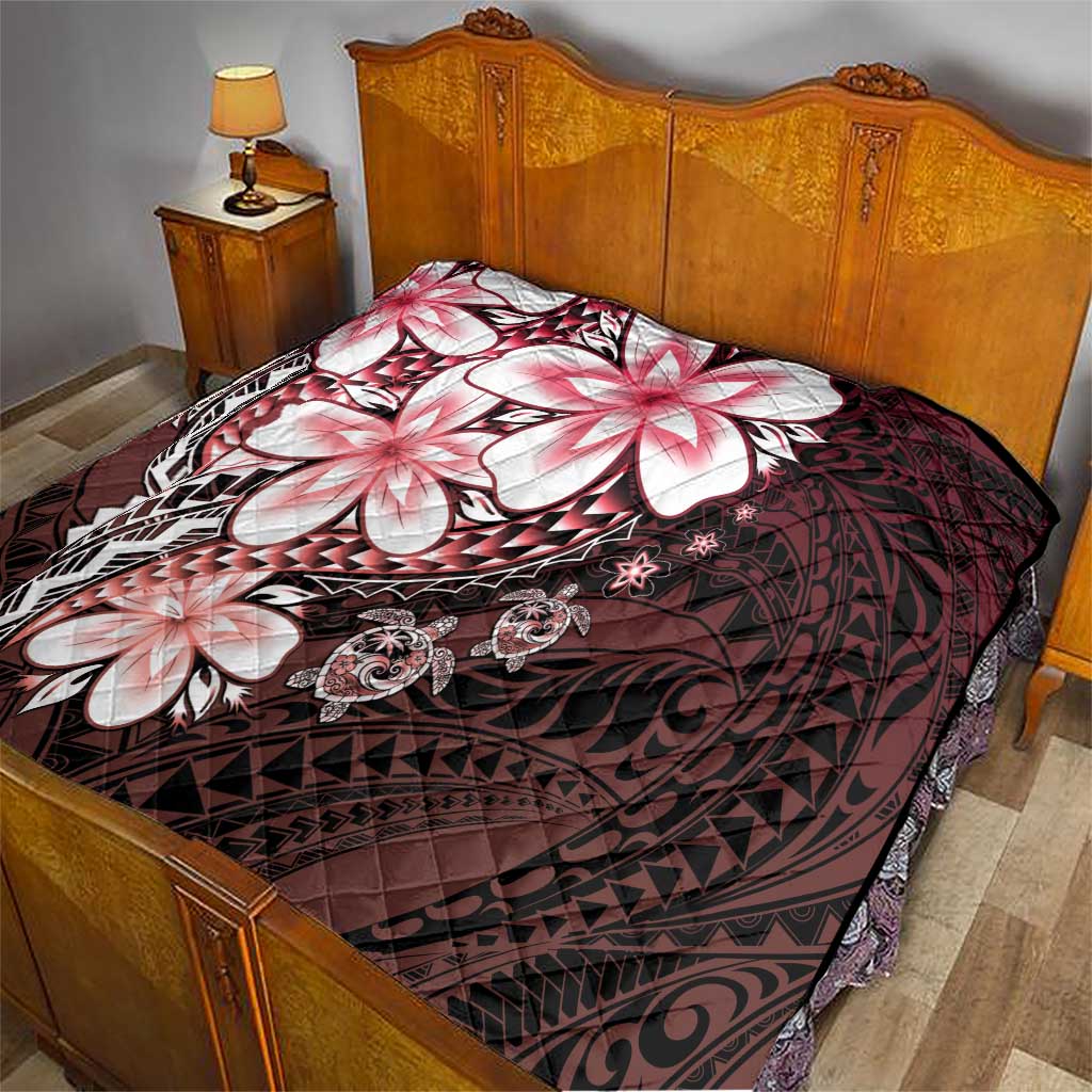 Polynesia Romantic Valentine Quilt Sea Turtle Couple With Red Gradient Plumeria LT05 - Polynesian Pride
