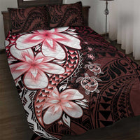 Polynesia Romantic Valentine Quilt Bed Set Sea Turtle Couple With Red Gradient Plumeria LT05 Red - Polynesian Pride