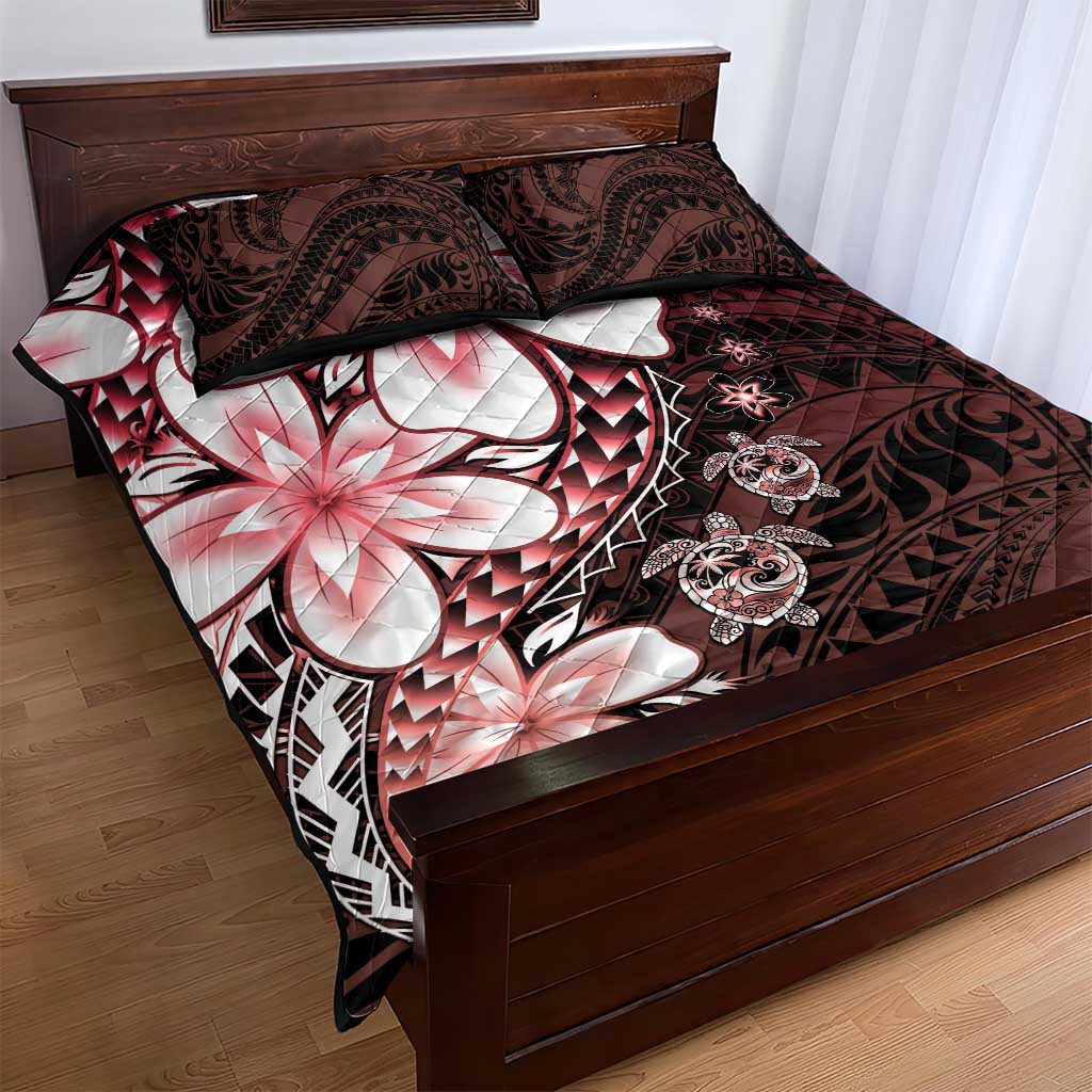 Polynesia Romantic Valentine Quilt Bed Set Sea Turtle Couple With Red Gradient Plumeria LT05 - Polynesian Pride
