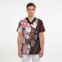 Polynesia Romantic Valentine Scrub Top Sea Turtle Couple With Red Gradient Plumeria LT05 - Polynesian Pride