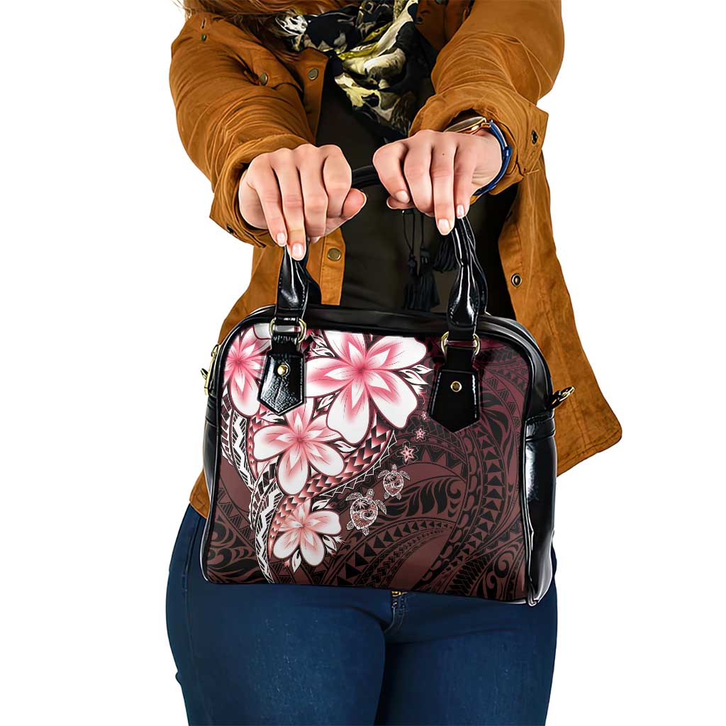 Polynesia Romantic Valentine Shoulder Handbag Sea Turtle Couple With Red Gradient Plumeria LT05 One Size Red - Polynesian Pride