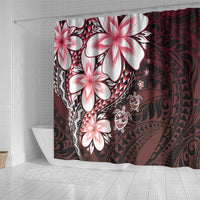 Polynesia Romantic Valentine Shower Curtain Sea Turtle Couple With Red Gradient Plumeria LT05 - Polynesian Pride