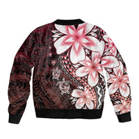 Polynesia Romantic Valentine Sleeve Zip Bomber Jacket Sea Turtle Couple With Red Gradient Plumeria LT05 - Polynesian Pride