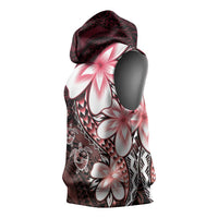 Polynesia Romantic Valentine Sleeveless Hoodie Sea Turtle Couple With Red Gradient Plumeria LT05 - Polynesian Pride