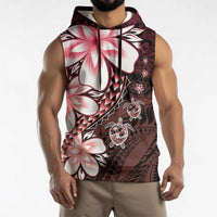 Polynesia Romantic Valentine Sleeveless Hoodie Sea Turtle Couple With Red Gradient Plumeria LT05 - Polynesian Pride