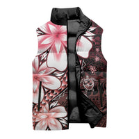 Polynesia Romantic Valentine Sleeveless Puffer Jacket Sea Turtle Couple With Red Gradient Plumeria LT05 - Polynesian Pride
