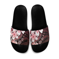 Polynesia Romantic Valentine Slide Sandals Sea Turtle Couple With Red Gradient Plumeria LT05 Red - Polynesian Pride