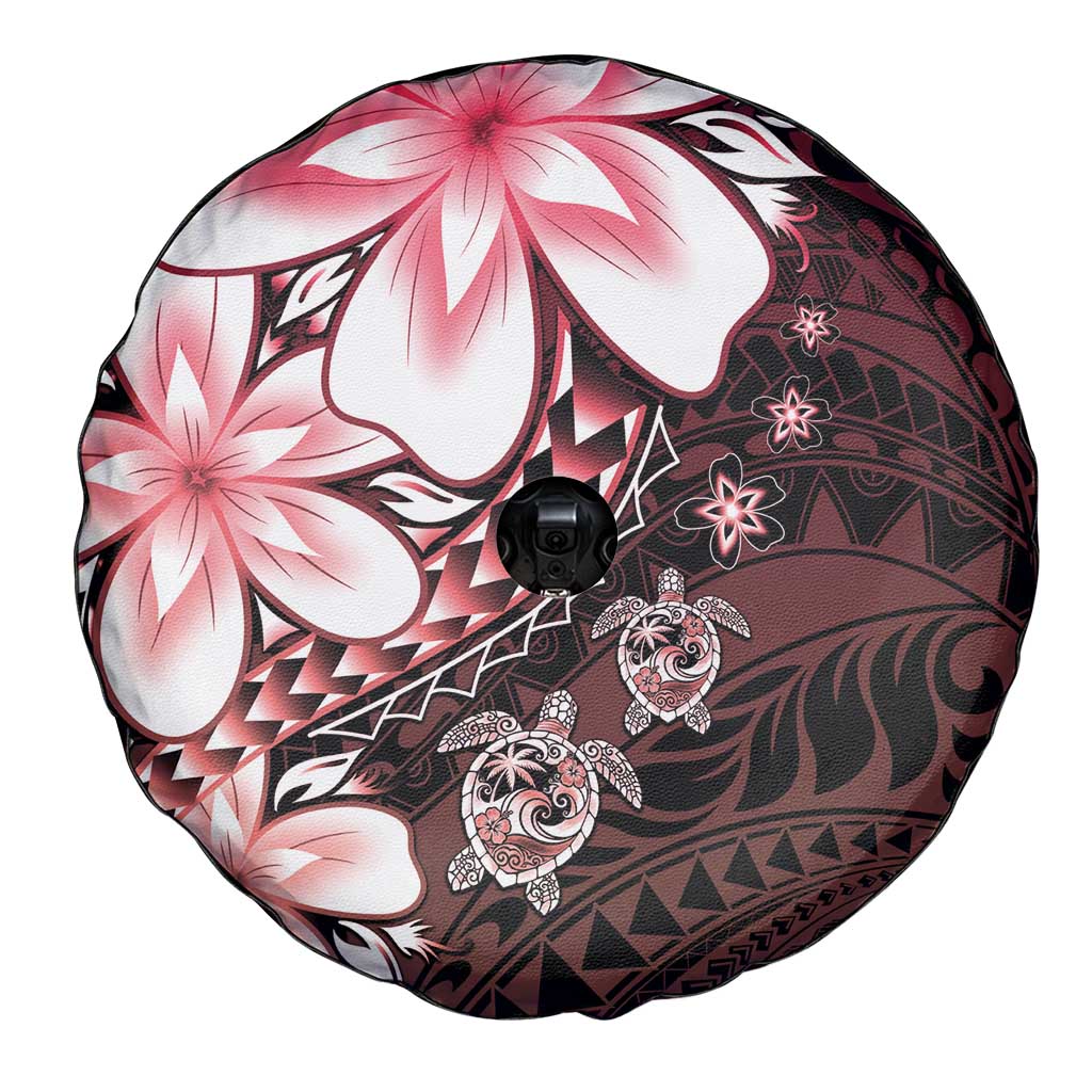 Polynesia Romantic Valentine Spare Tire Cover Sea Turtle Couple With Red Gradient Plumeria LT05 - Polynesian Pride