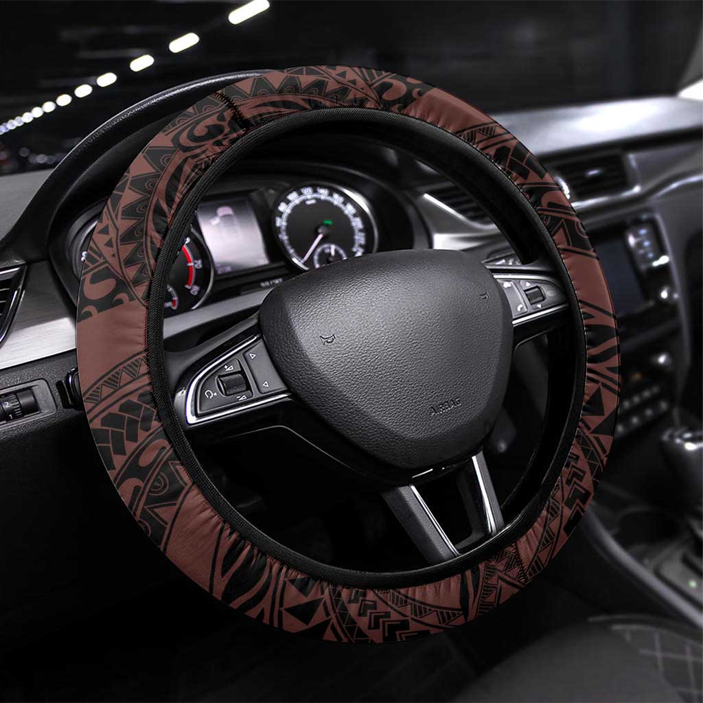 Polynesia Romantic Valentine Steering Wheel Cover Sea Turtle Couple With Red Gradient Plumeria LT05 Universal Fit Red - Polynesian Pride