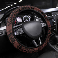 Polynesia Romantic Valentine Steering Wheel Cover Sea Turtle Couple With Red Gradient Plumeria LT05 Universal Fit Red - Polynesian Pride