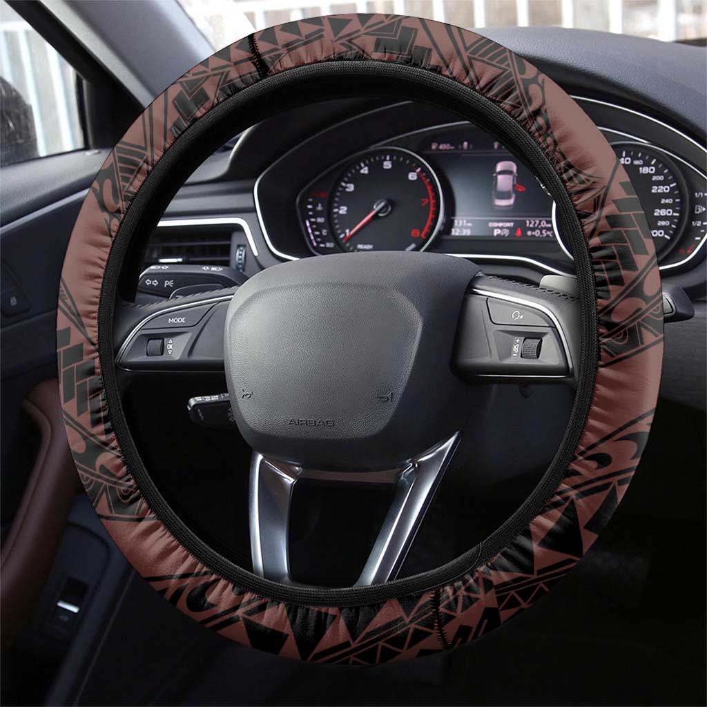 Polynesia Romantic Valentine Steering Wheel Cover Sea Turtle Couple With Red Gradient Plumeria LT05 - Polynesian Pride