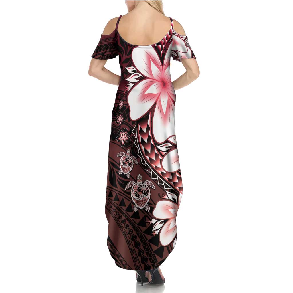 Polynesia Romantic Valentine Summer Maxi Dress Sea Turtle Couple With Red Gradient Plumeria LT05 - Polynesian Pride
