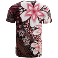 Polynesia Romantic Valentine T Shirt Sea Turtle Couple With Red Gradient Plumeria LT05 - Polynesian Pride