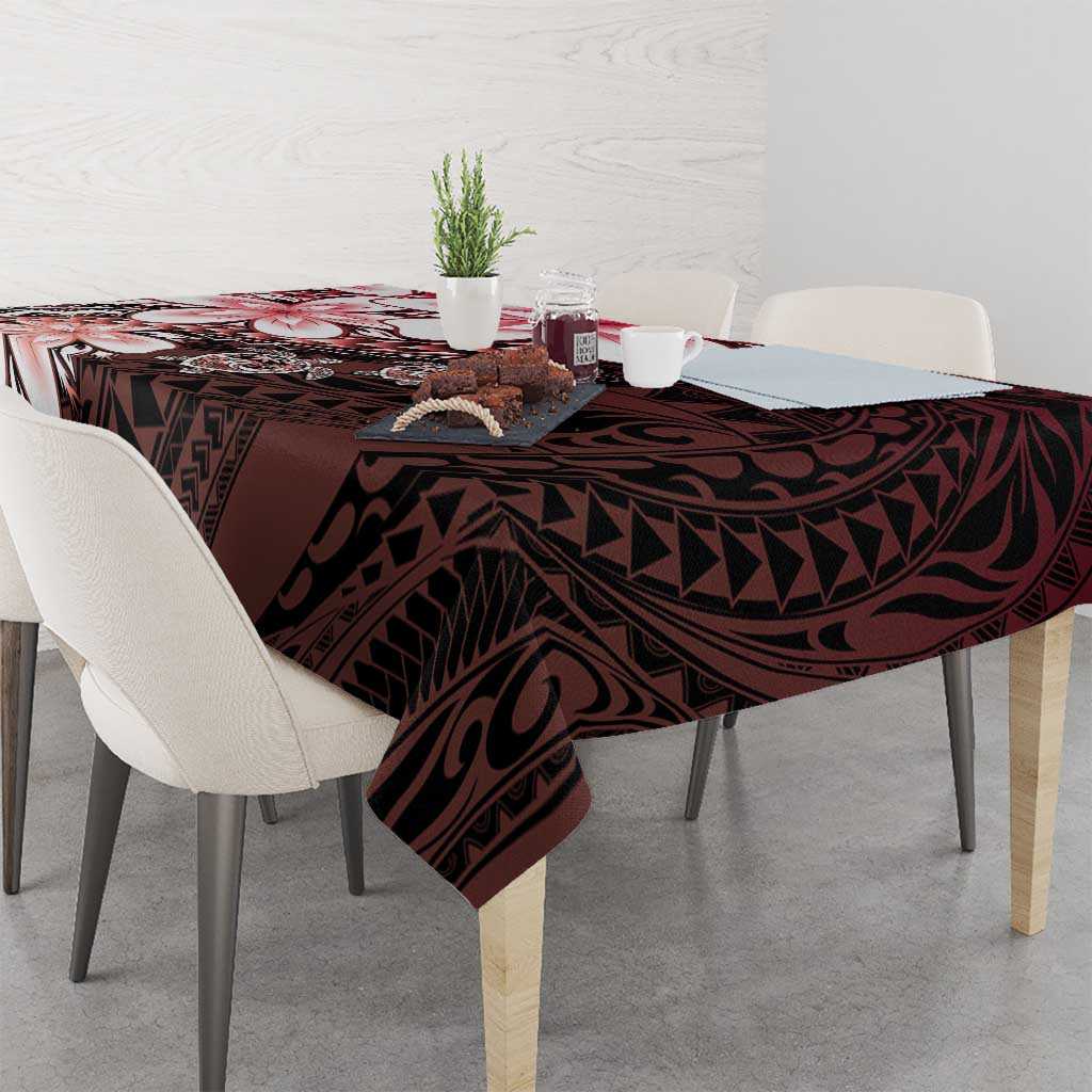 Polynesia Romantic Valentine Tablecloth Sea Turtle Couple With Red Gradient Plumeria LT05 - Polynesian Pride