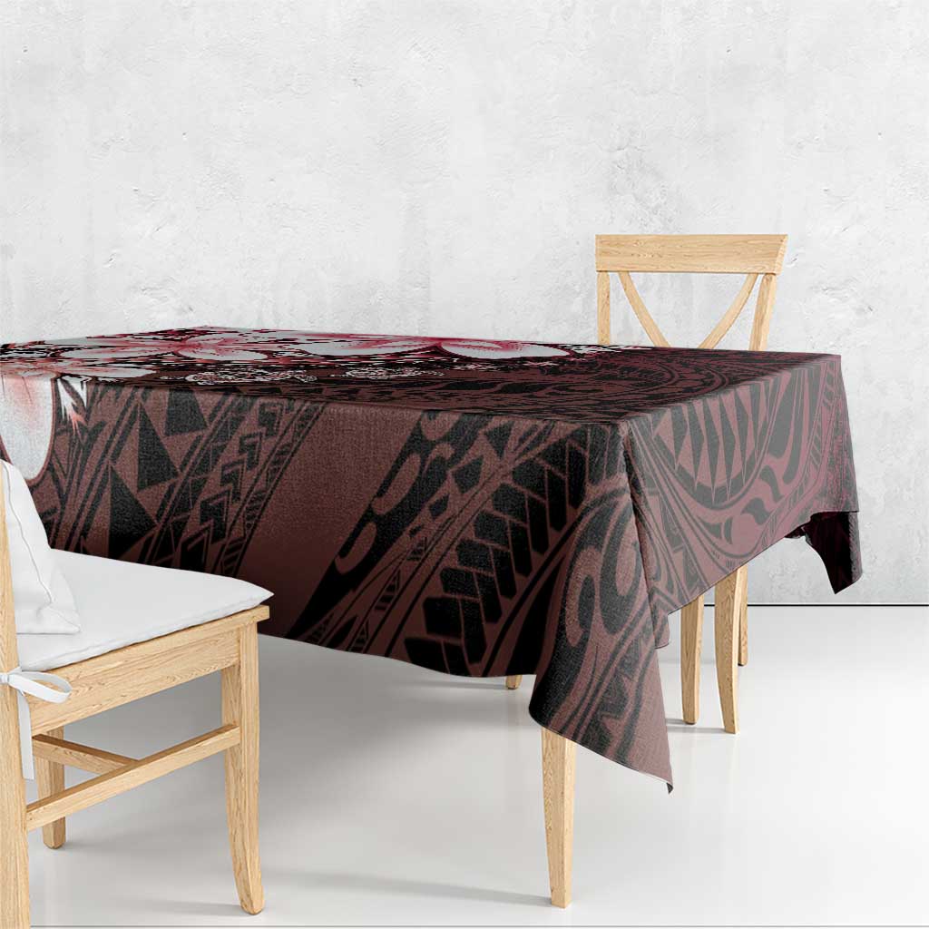 Polynesia Romantic Valentine Tablecloth Sea Turtle Couple With Red Gradient Plumeria LT05 - Polynesian Pride