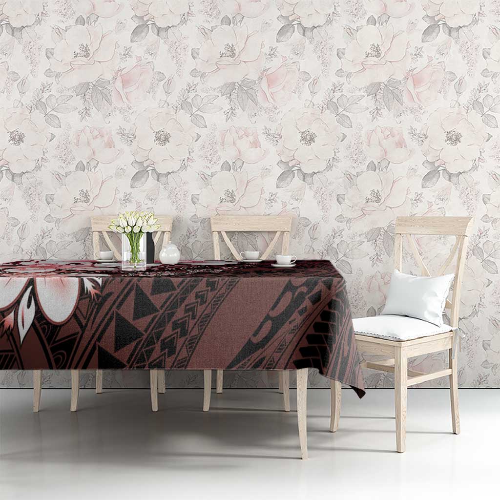 Polynesia Romantic Valentine Tablecloth Sea Turtle Couple With Red Gradient Plumeria LT05 - Polynesian Pride