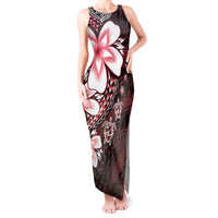 Polynesia Romantic Valentine Tank Maxi Dress Sea Turtle Couple With Red Gradient Plumeria LT05 Women Red - Polynesian Pride