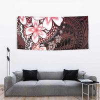 Polynesia Romantic Valentine Tapestry Sea Turtle Couple With Red Gradient Plumeria LT05 - Polynesian Pride